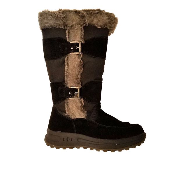 Vintage Bass Black Suede 15" Tall Winter Boots Size 8 Style#: 5049-001 - Picture 1 of 10